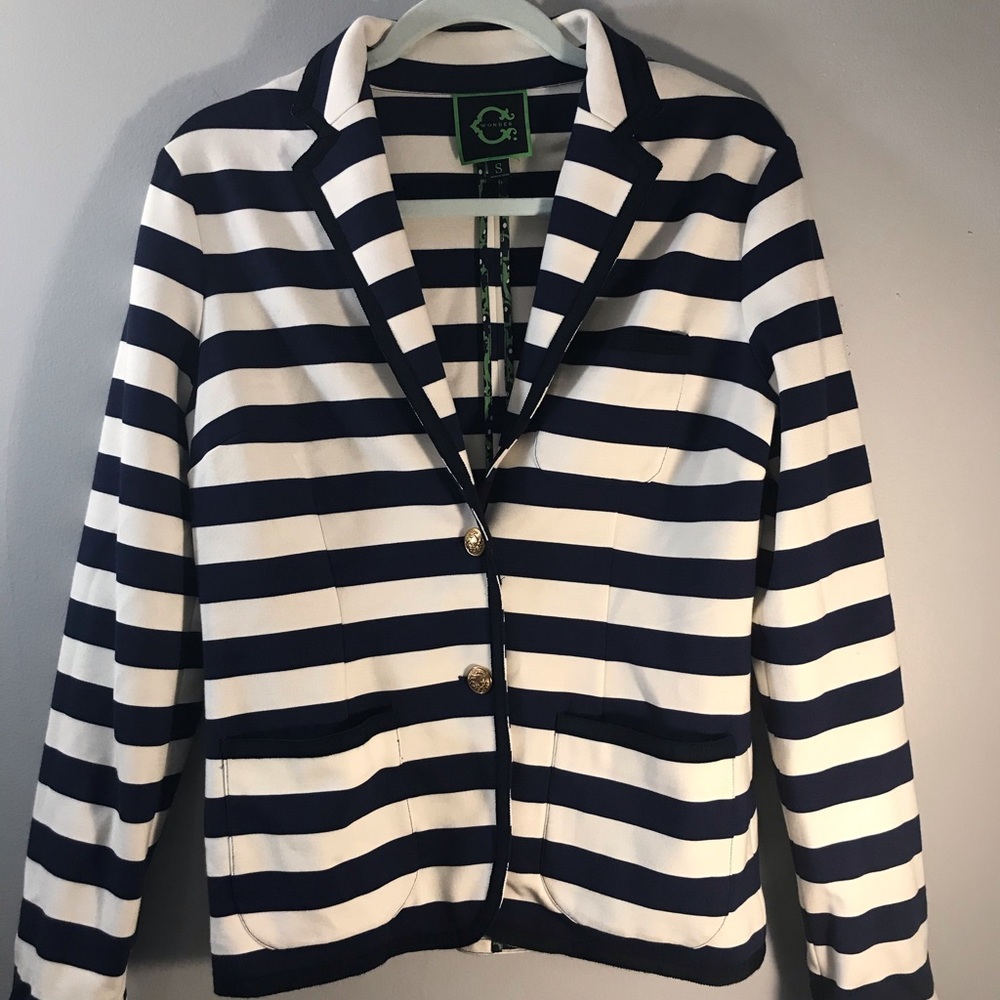 C Wonder Blazer Soft Marine Style Navy Stripe Sz S